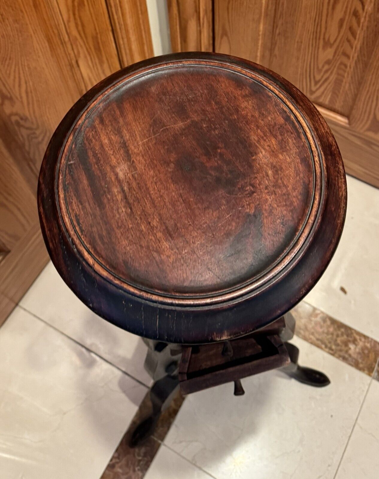 Victorian Round Small Table with Two Drawers