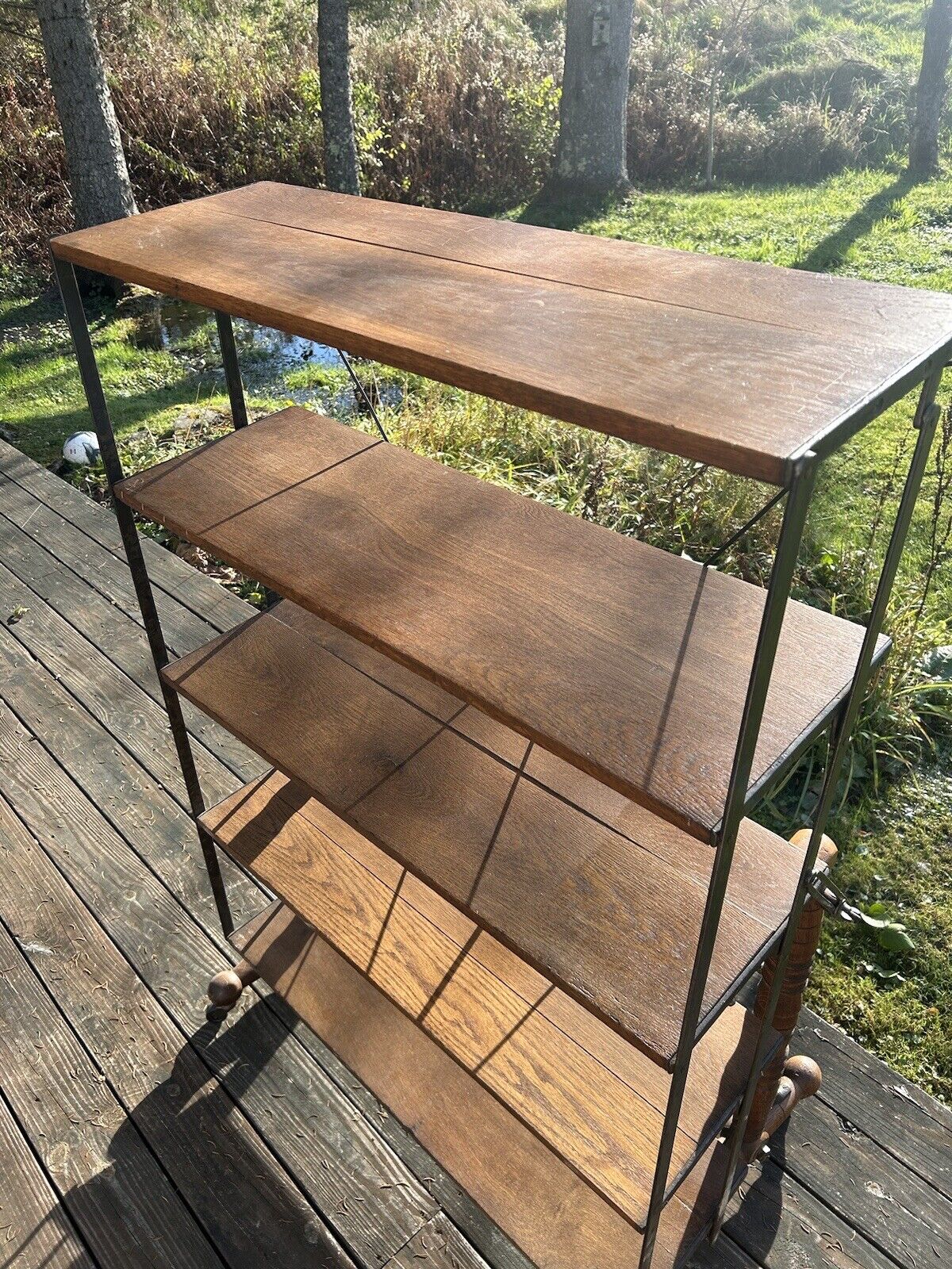 Vintage bakers rack table retro design aesthetic