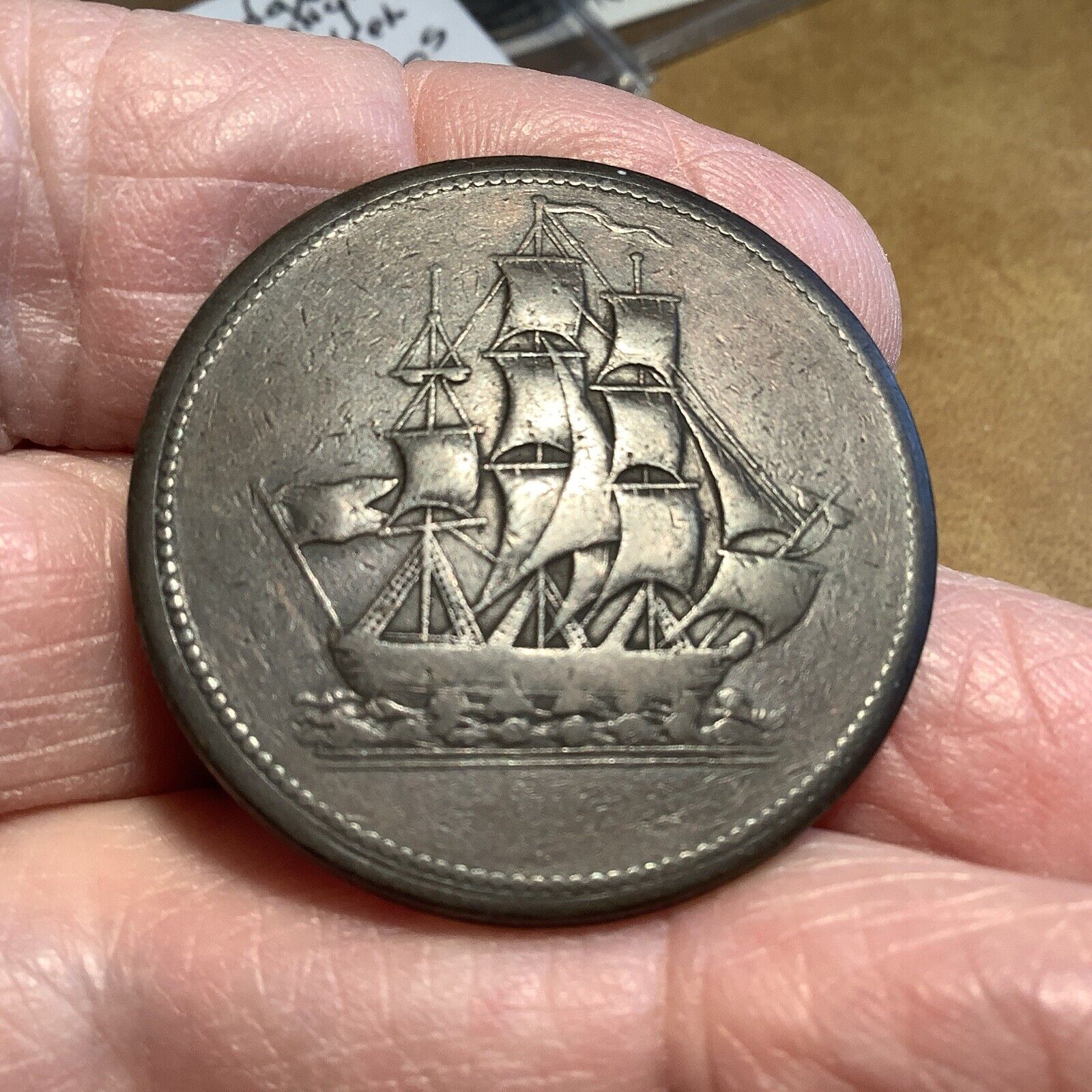 Early 1800s Large Cent Ship Token One Penny