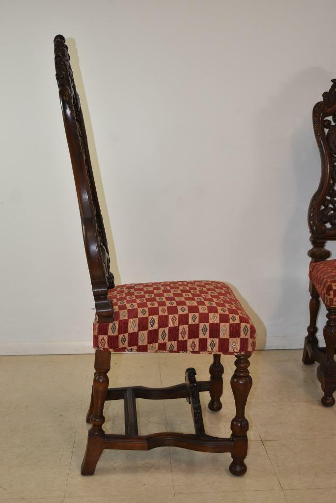 Vintage Edwardian High Back Carved Side Chair Pair