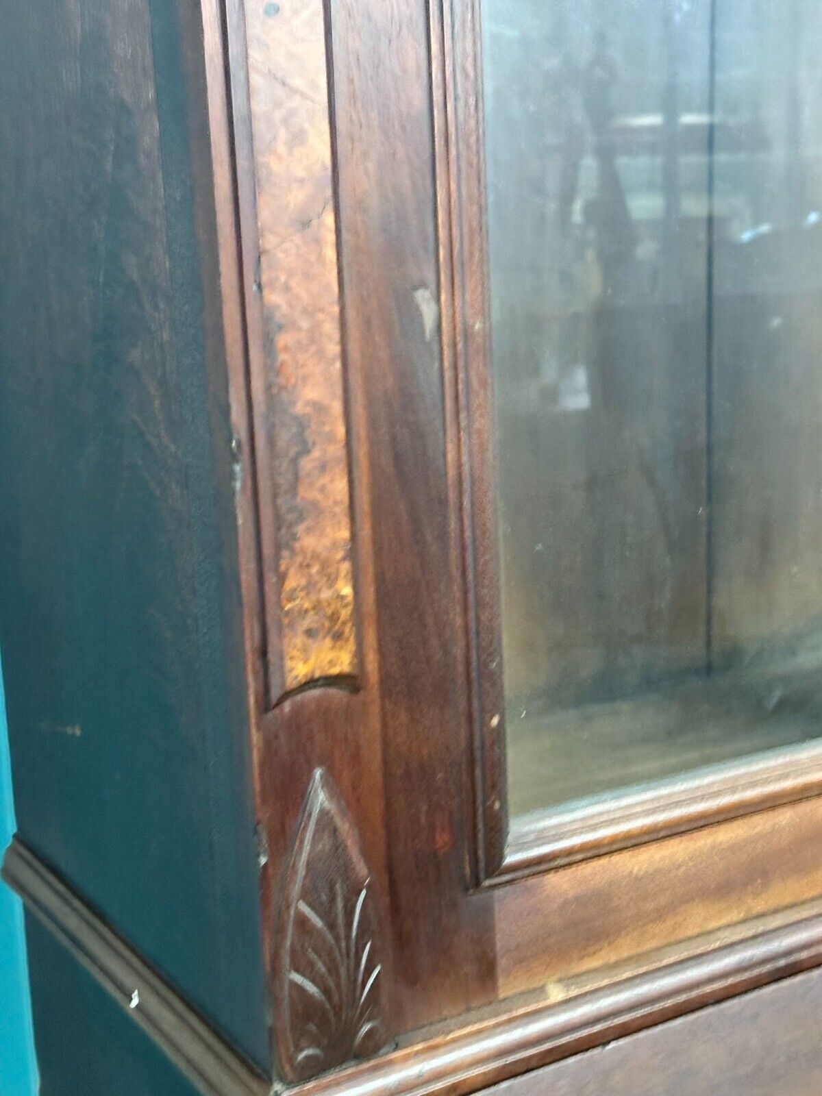 Victorian burl walnut cabinet bookcase desk - 1860s
