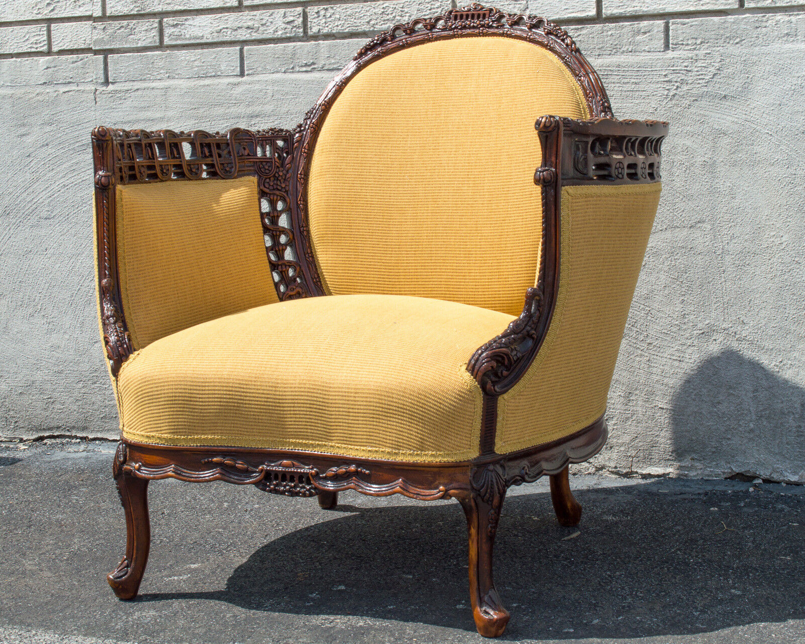1920's Walnut English Living Room Chair, Upholstered & Restored