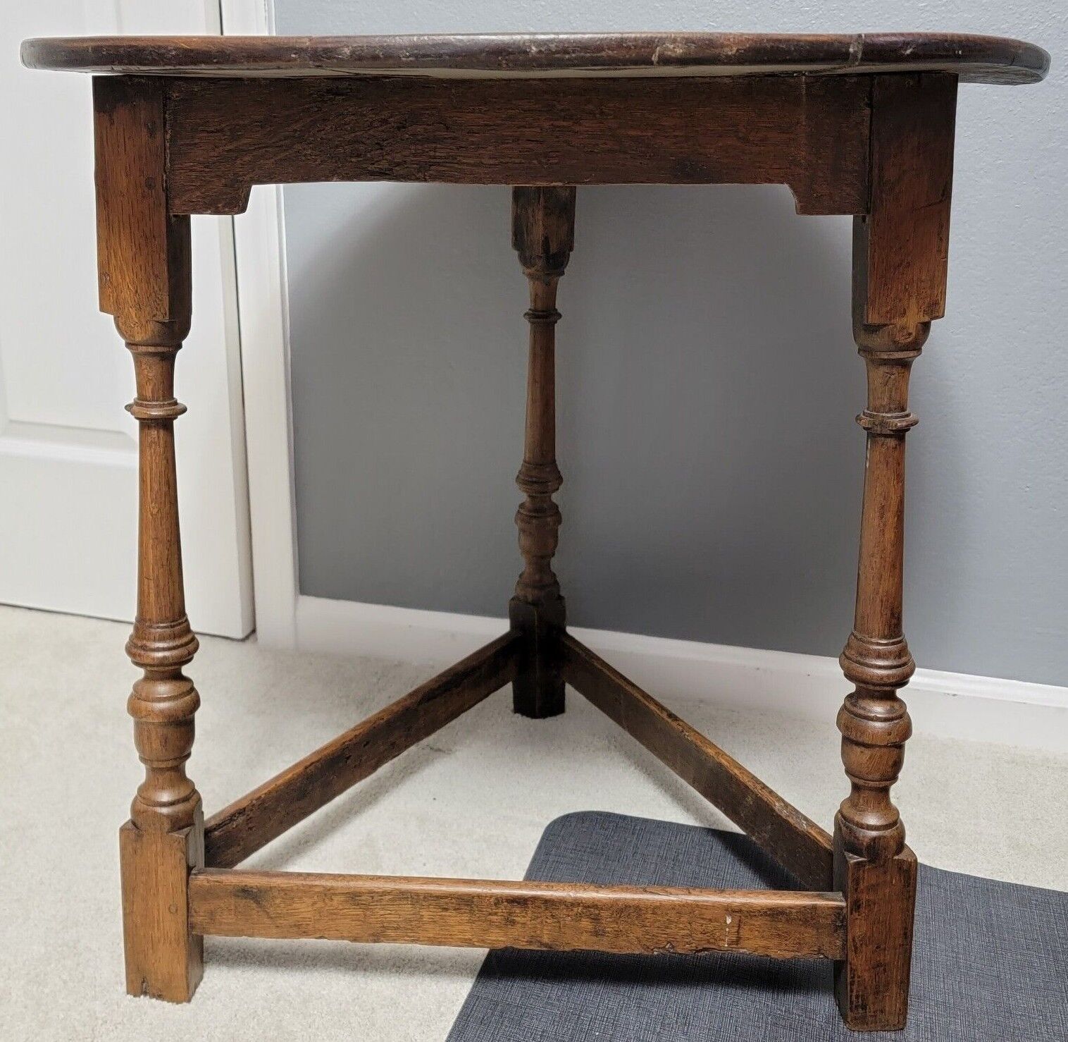 18th Century English Oak Cricket Pub Side Table