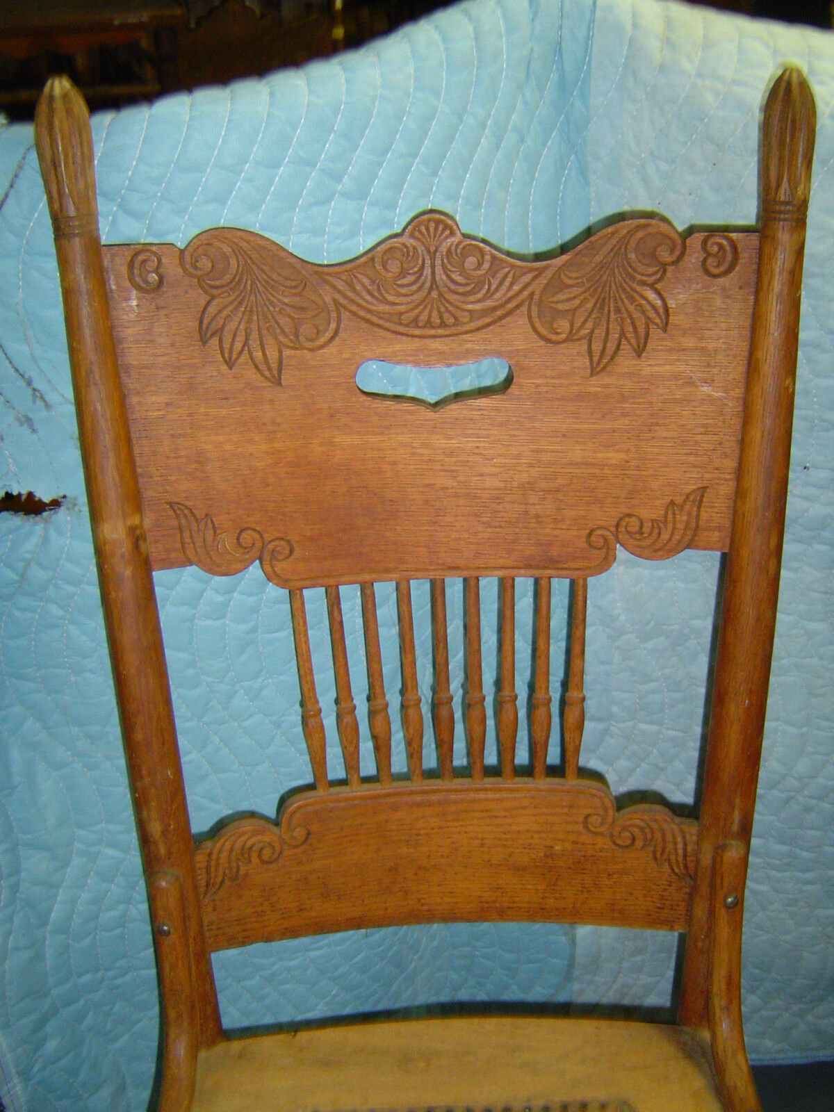 Set of 5 Vintage Oak Pressed-Back Chairs