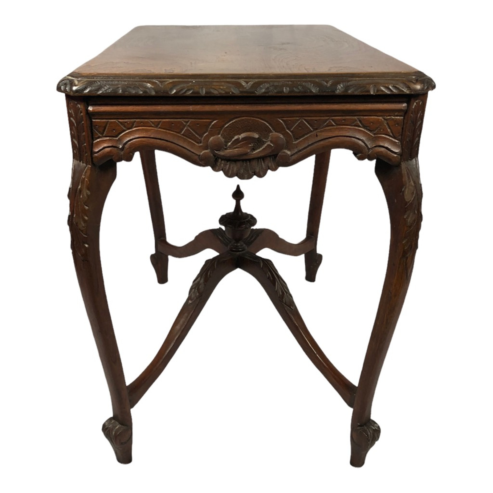 Louis XV Style Wooden Table with Victorian Carving