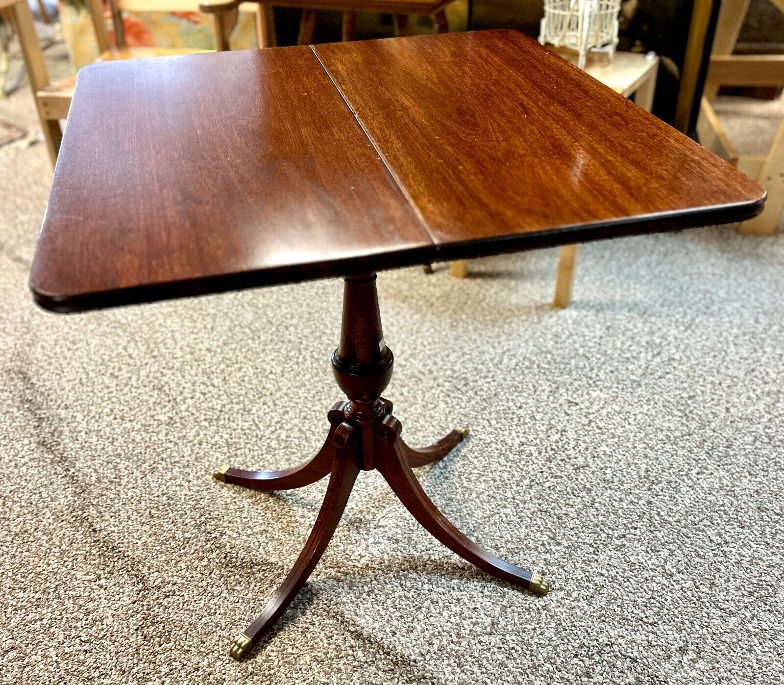 Vintage Mahogany Game Table with Swivel Folding Top