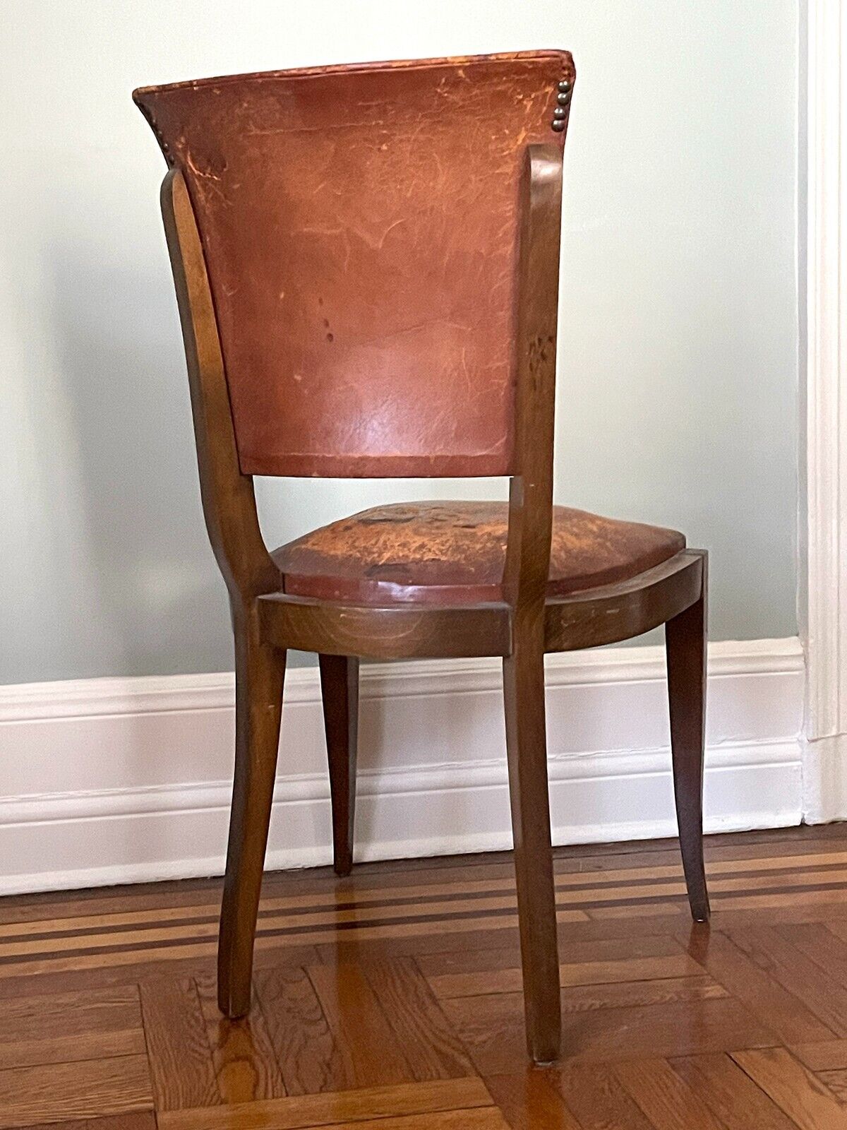 French Leather Art Deco Dining Chairs - Set of 6