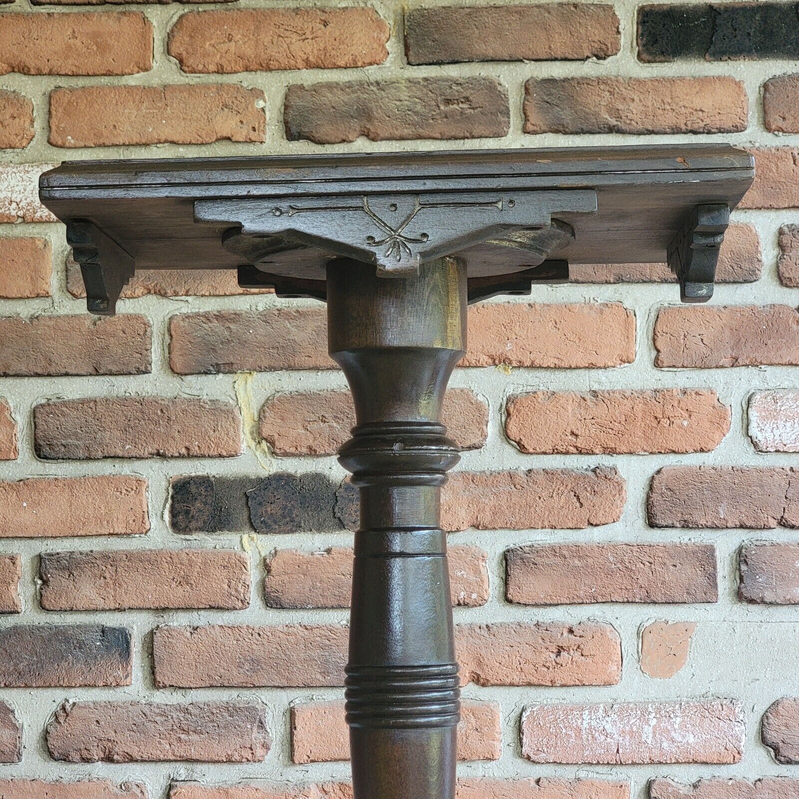 Late 1800s Eastlake Victorian Pedestal Table, 36" Tall