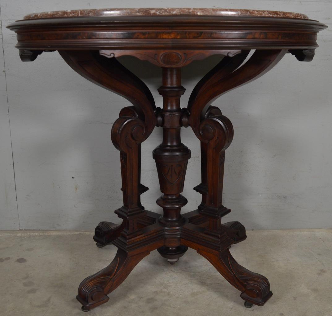 Victorian Oval Marble Top Parlor Table #22094
