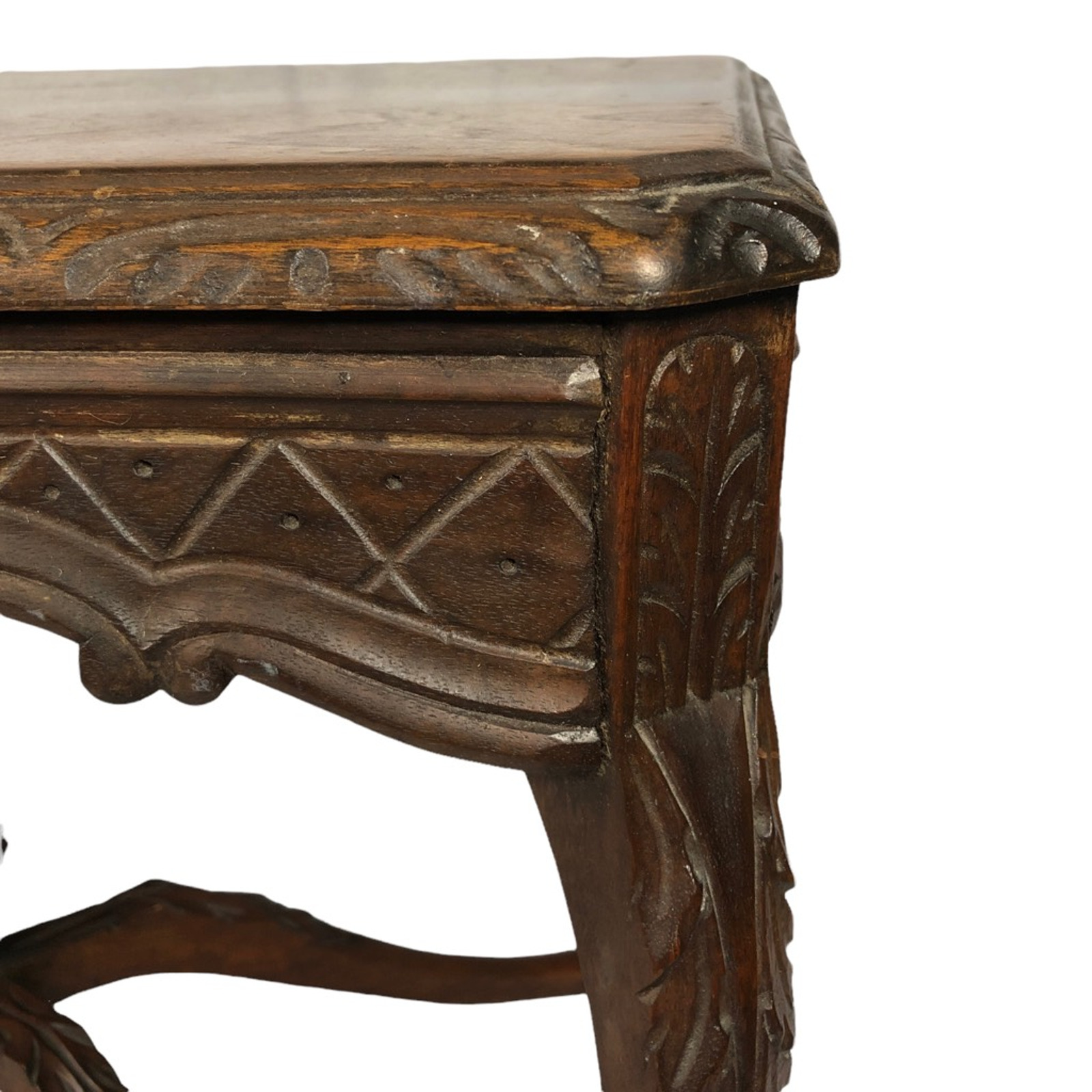 Louis XV Style Wooden Table with Victorian Carving