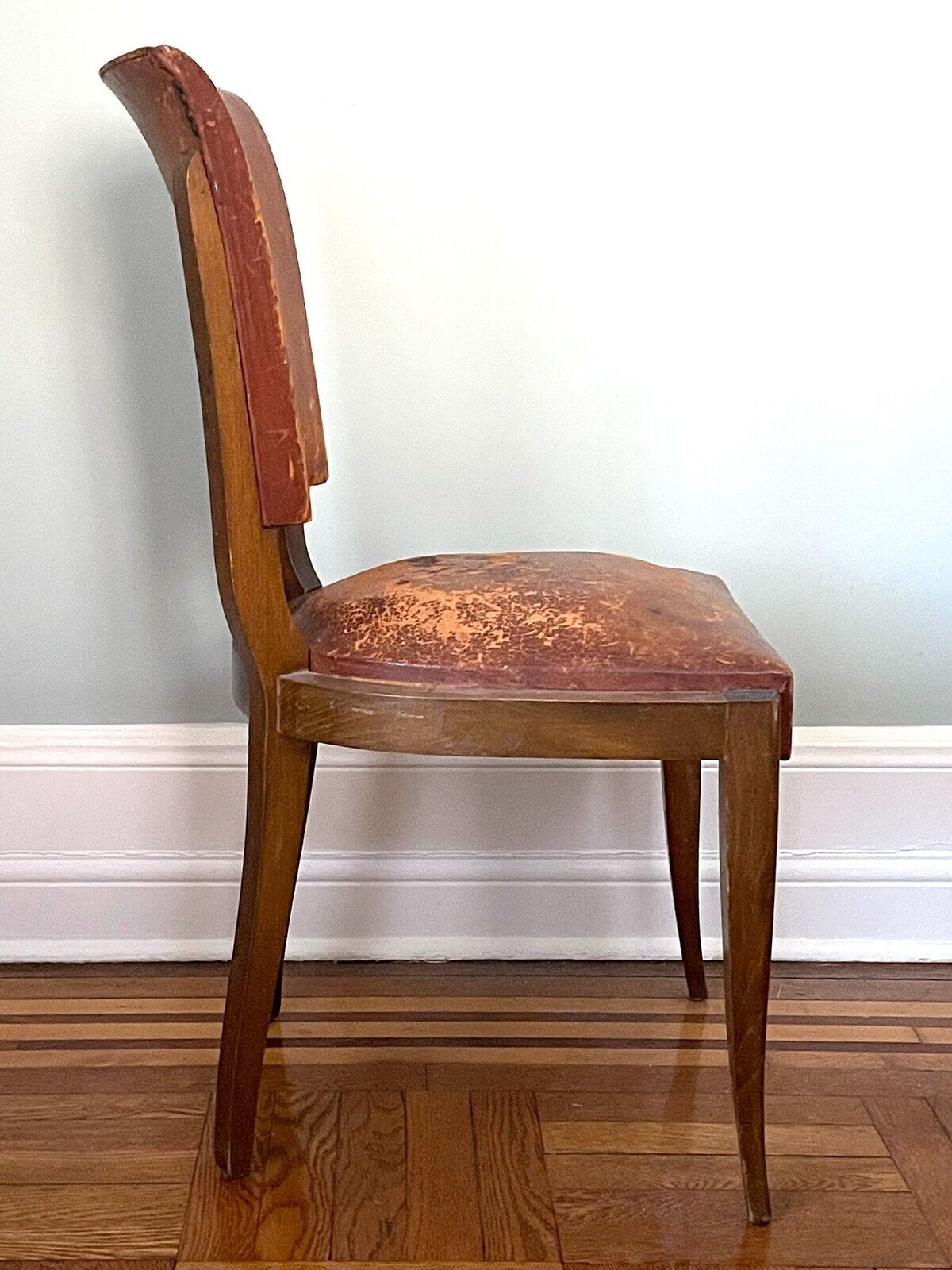 French Leather Art Deco Dining Chairs - Set of 6