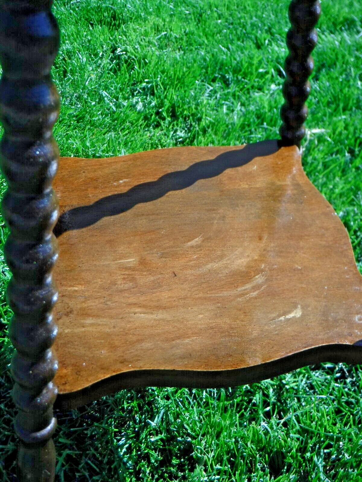 Victorian style 15" square table with bobbin leg