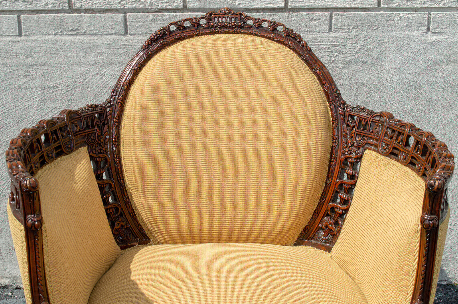 1920's Walnut English Living Room Chair, Upholstered & Restored
