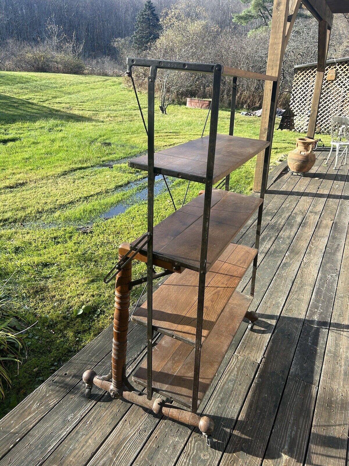 Vintage bakers rack table retro design aesthetic