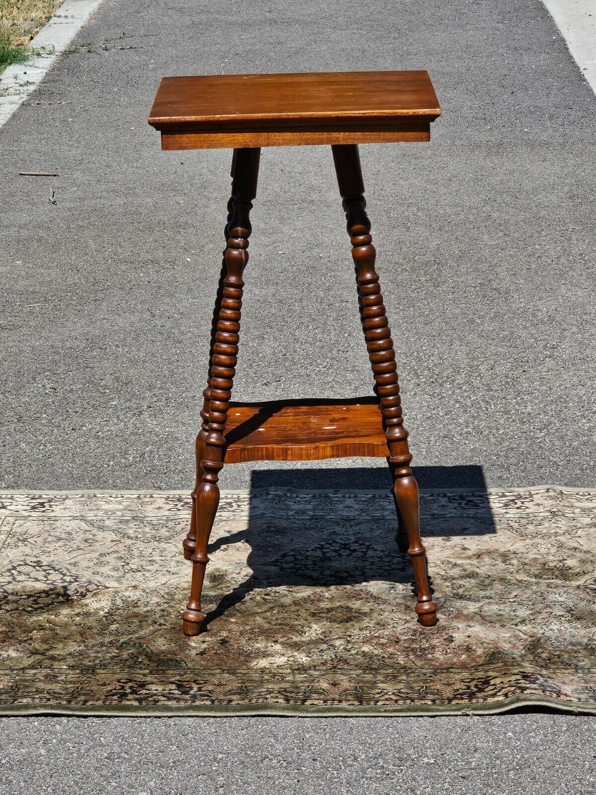 Victorian Square Table with Bottom Shelf 15" x 15