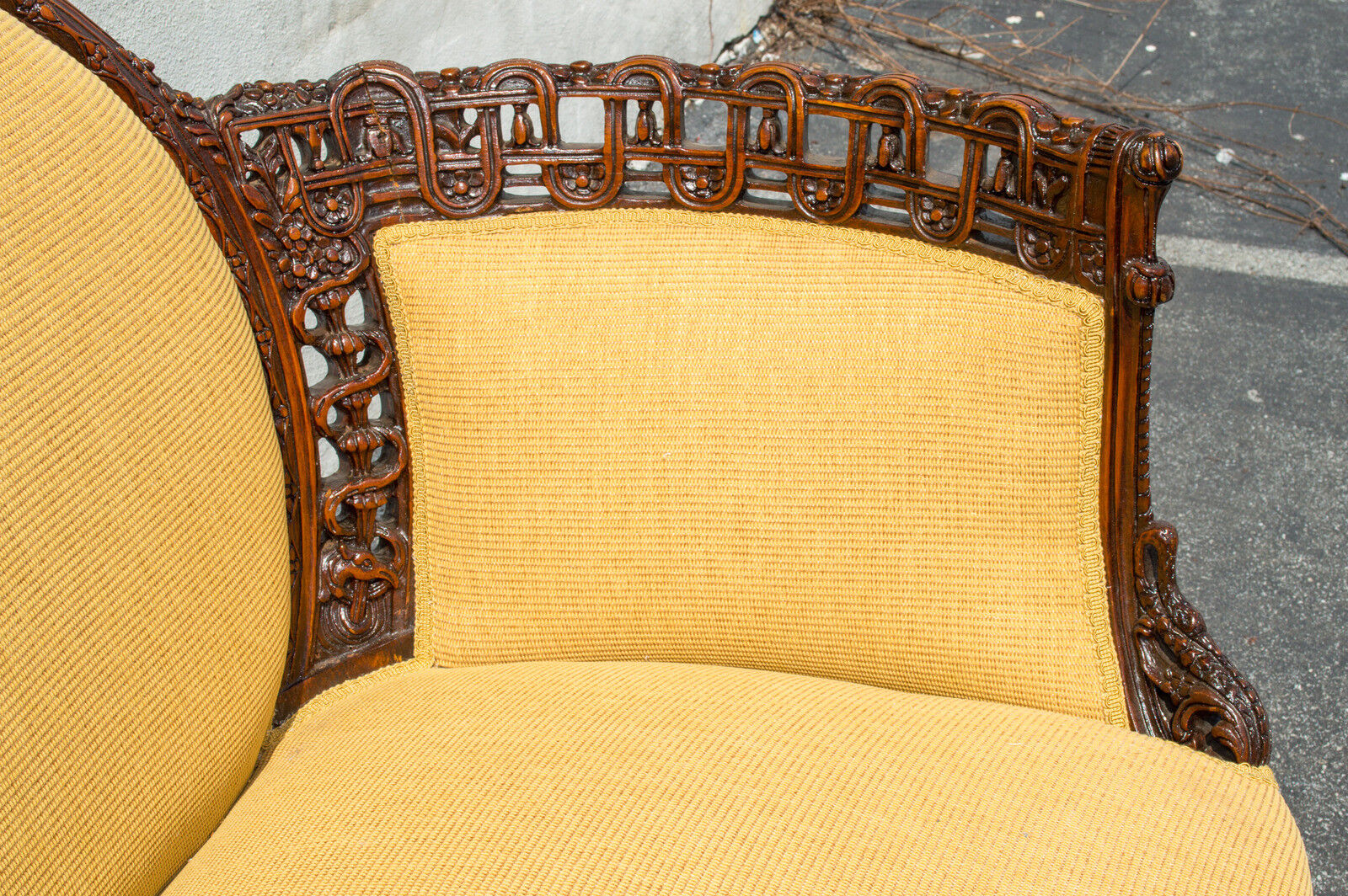 1920's Walnut English Living Room Chair, Upholstered & Restored