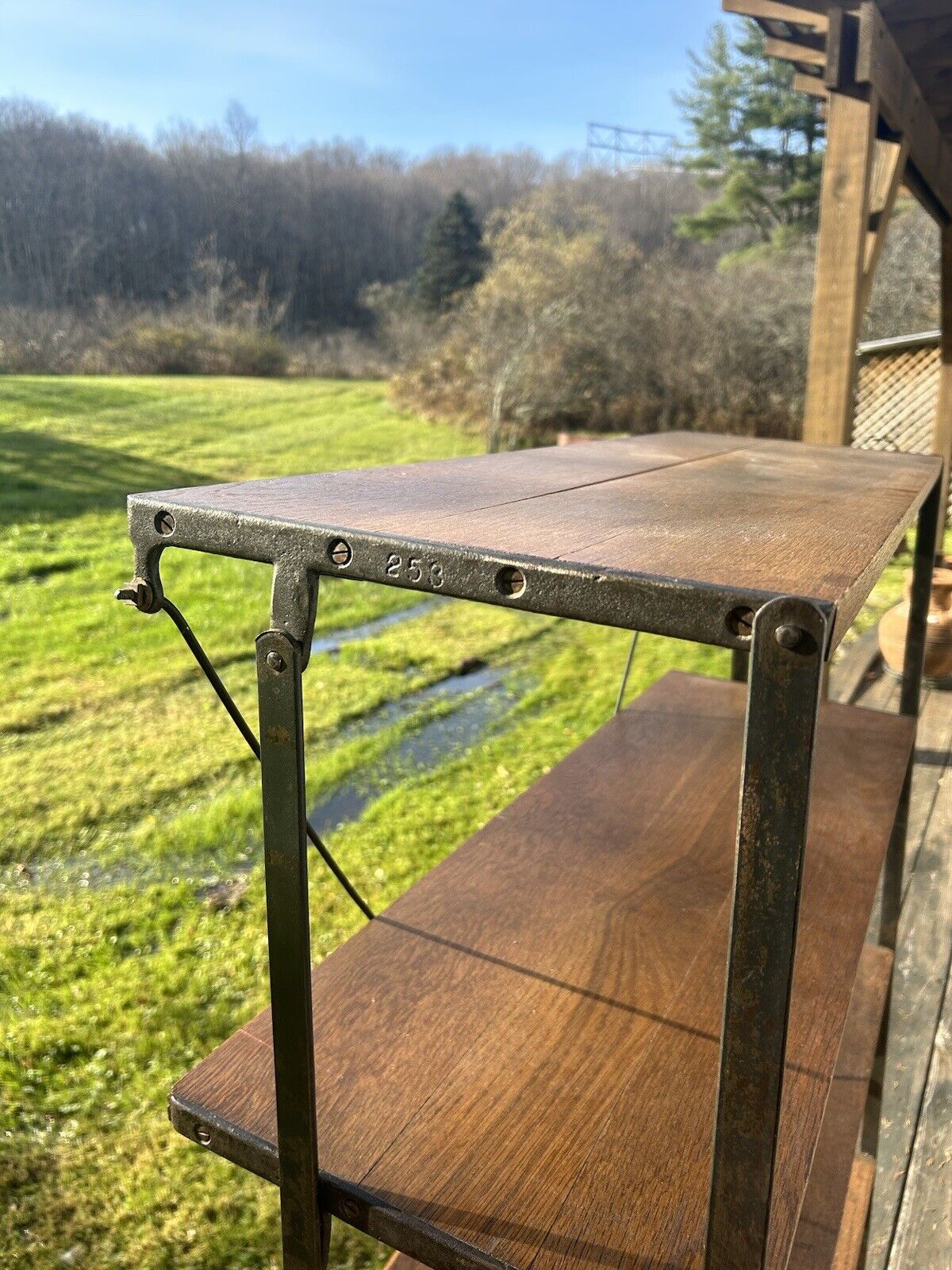 Vintage bakers rack table retro design aesthetic