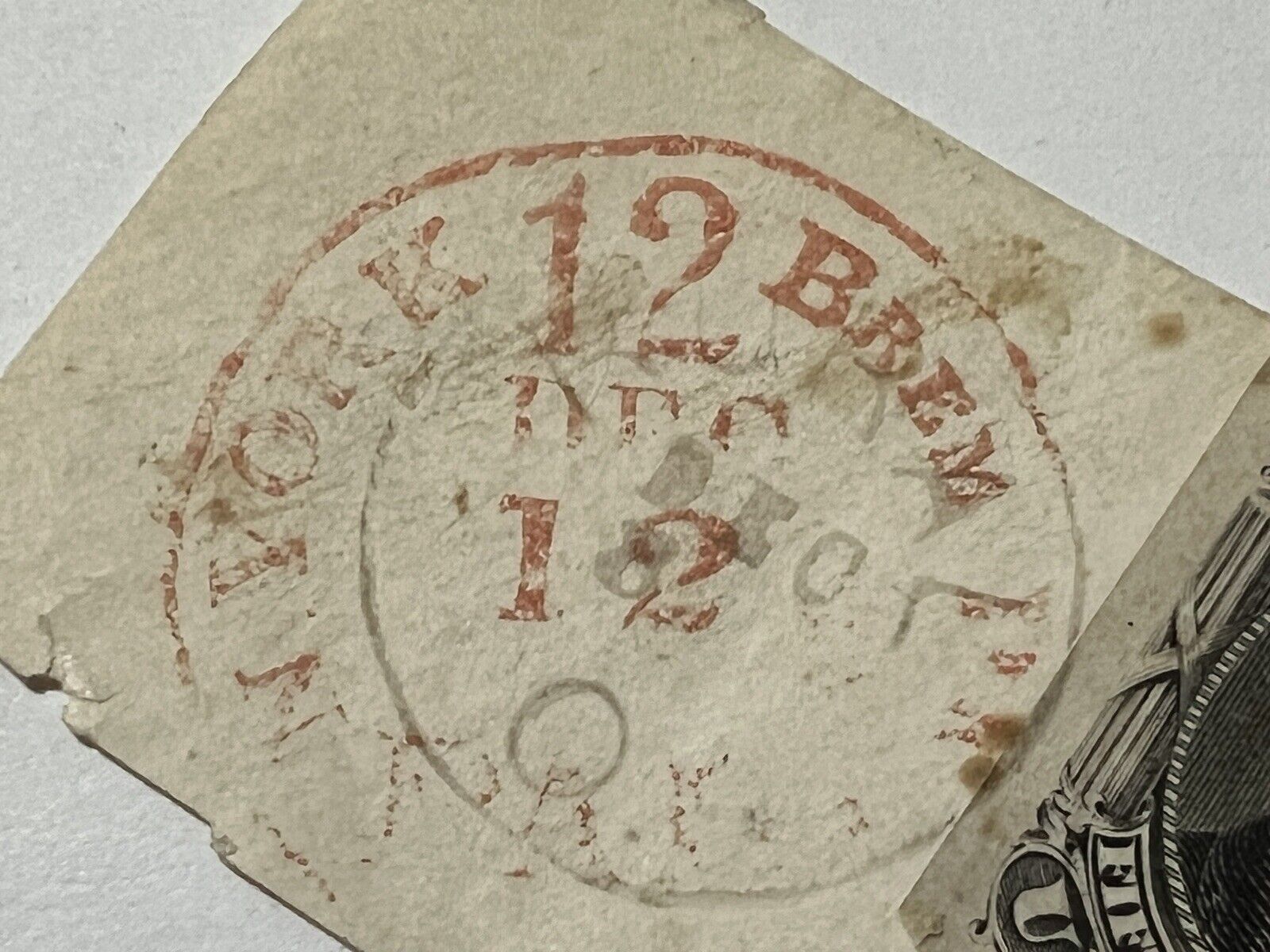 1800s US 15c Lincoln Stamp with Red Cancel