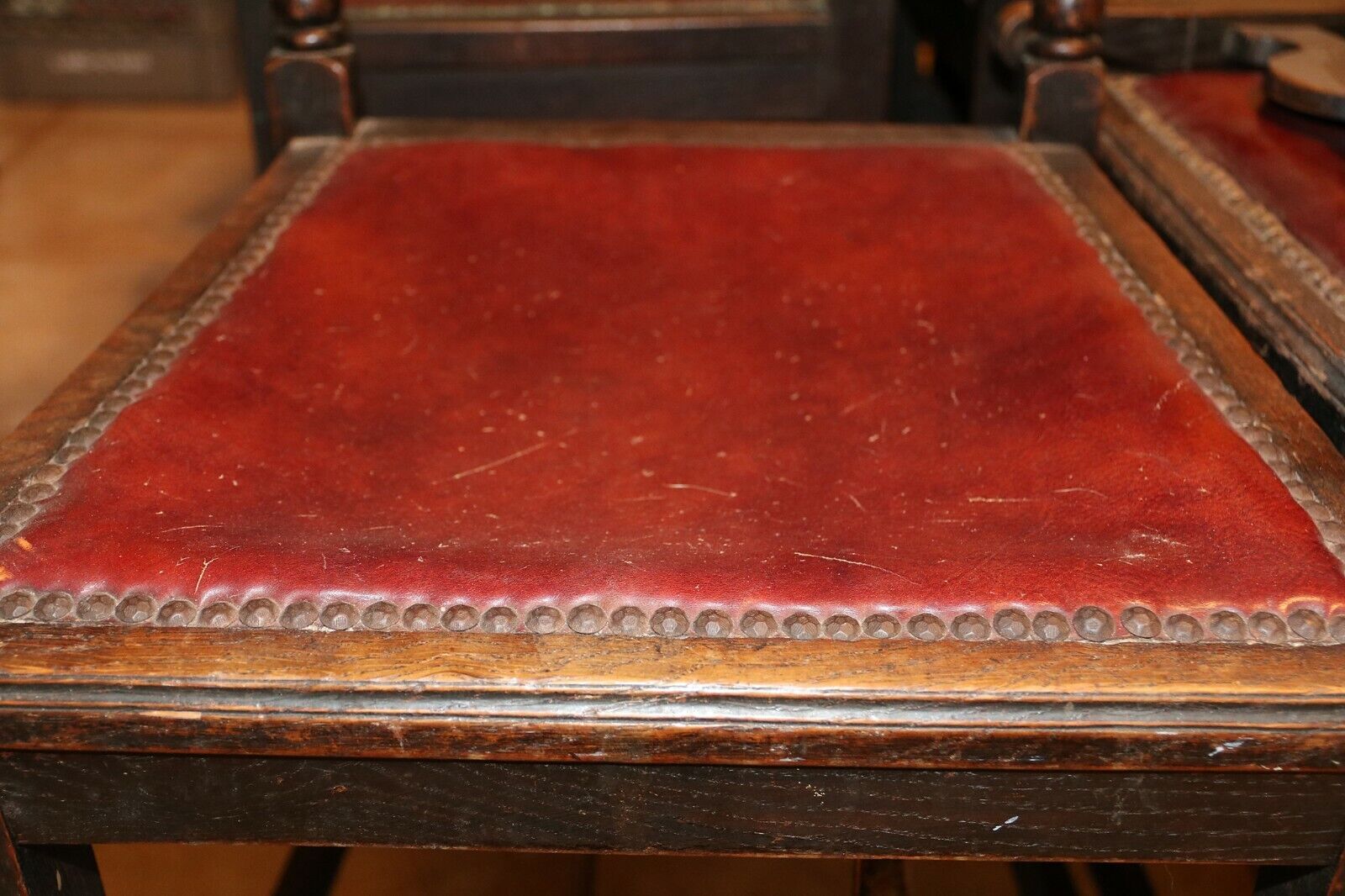 Set of 4 Antique High Back Wood Chairs