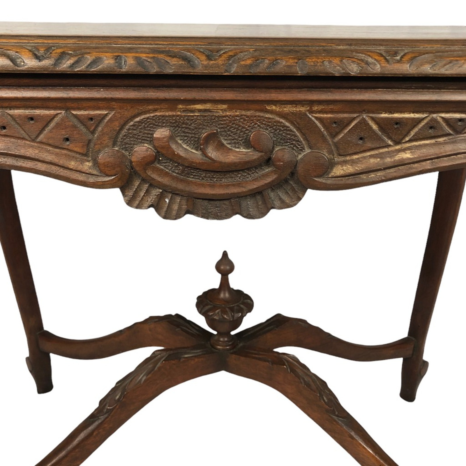 Louis XV Style Wooden Table with Victorian Carving