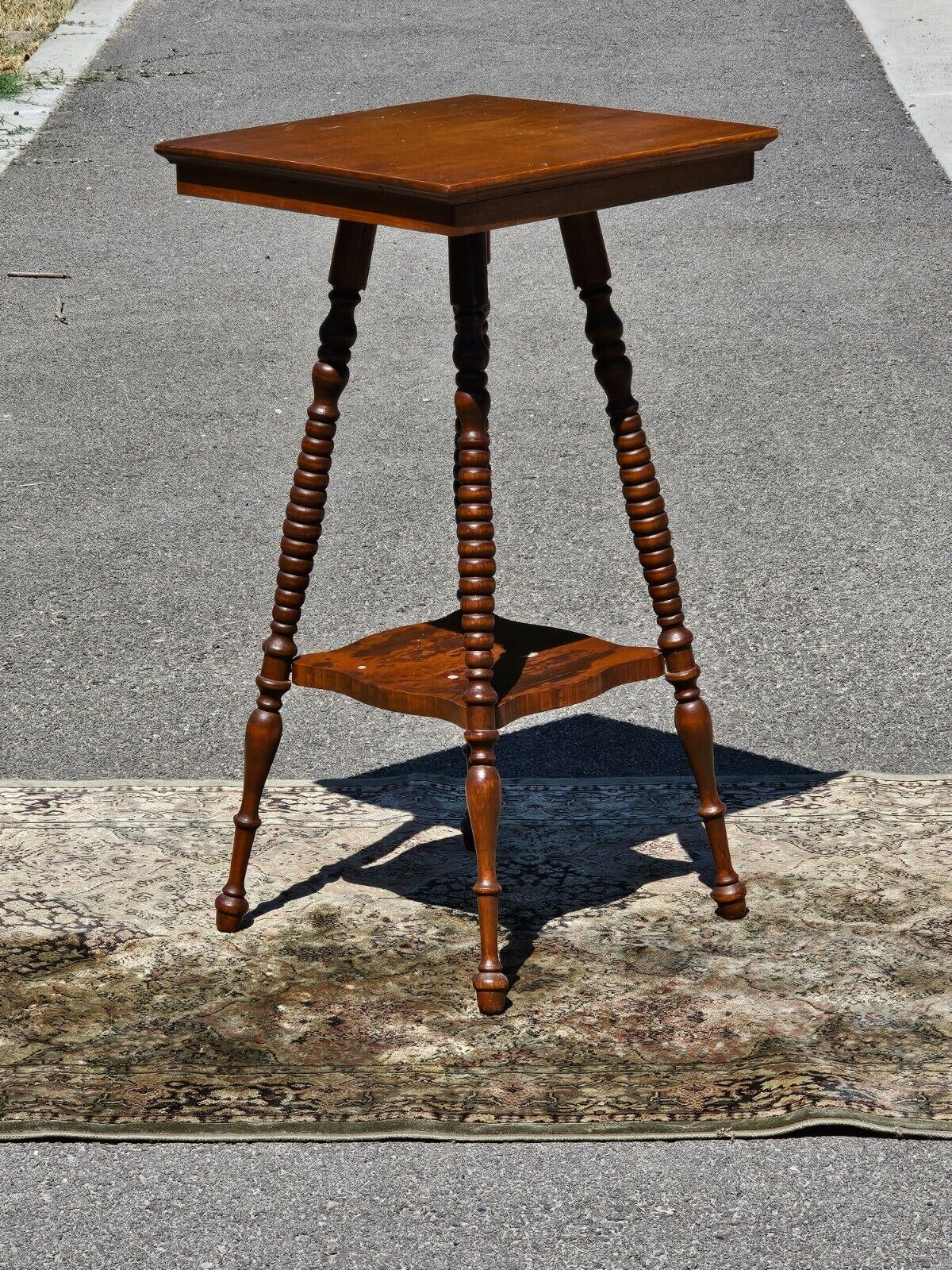 Victorian Square Table with Bottom Shelf 15" x 15
