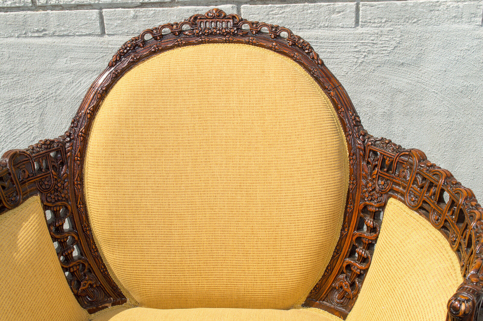 1920's Walnut English Living Room Chair, Upholstered & Restored