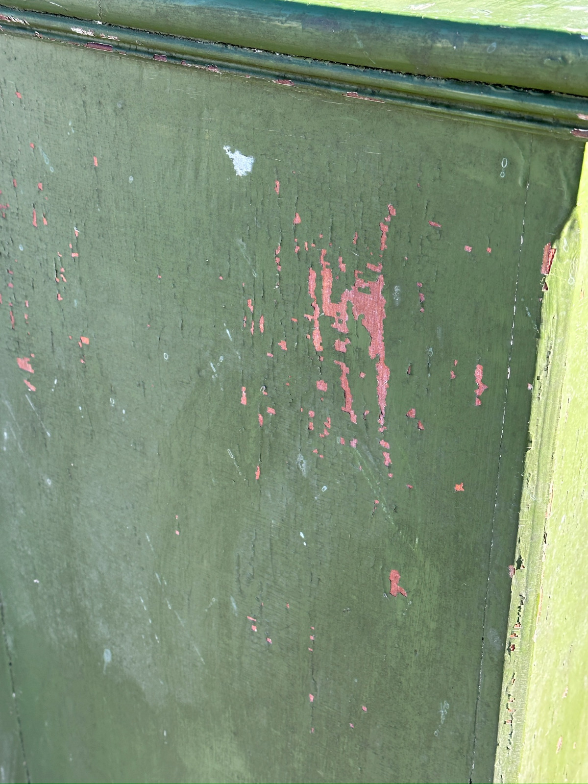 Antique Green Painted 1-Door Primitive Milk Cupboard
