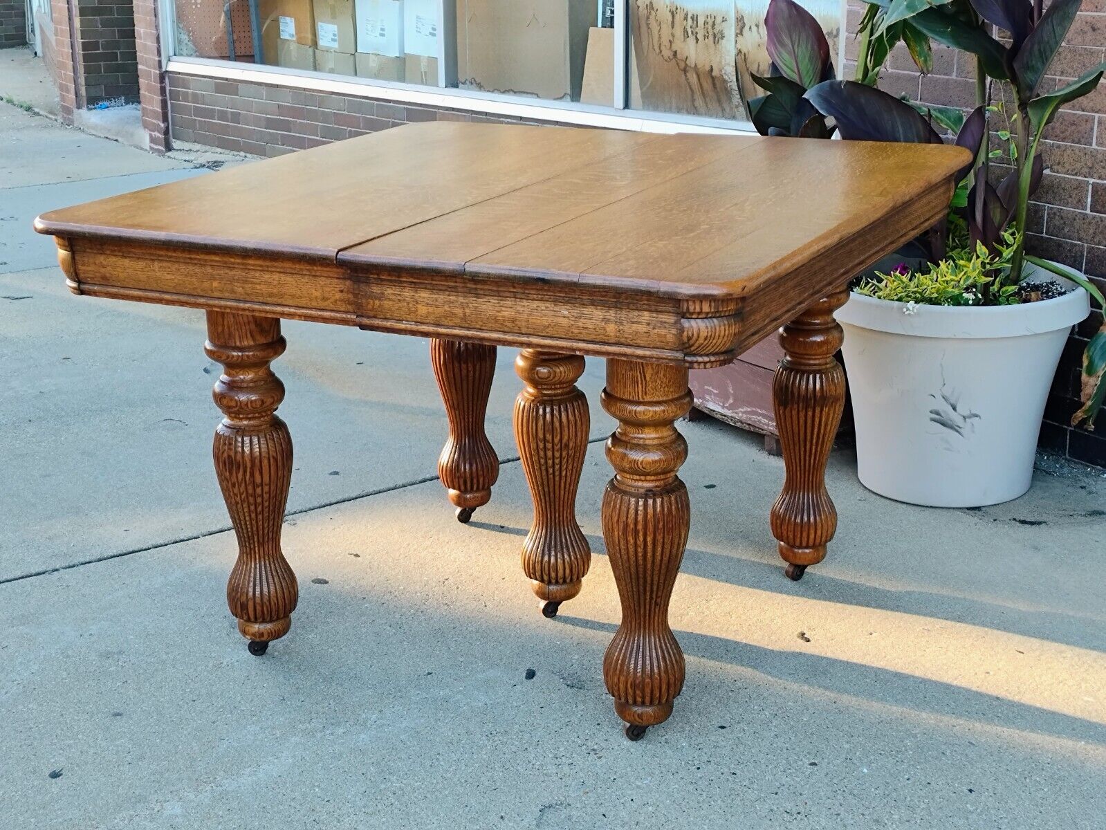 Victorian Oak Farm Harvest Table & Chairs Set