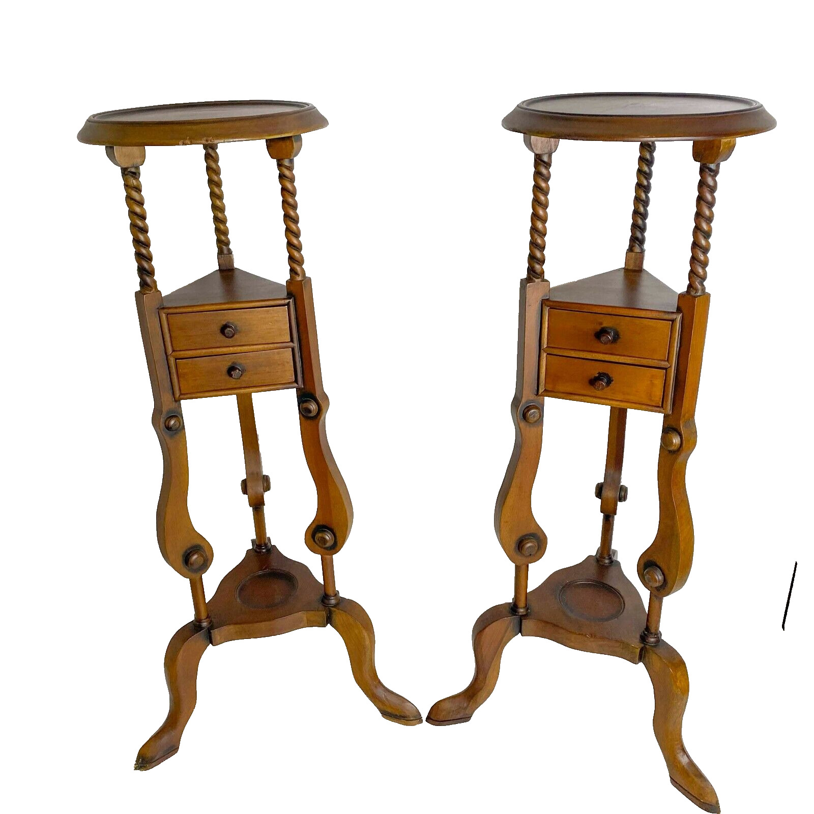 Pair of Victorian Style Barley Twist Pedestal Plant Stands