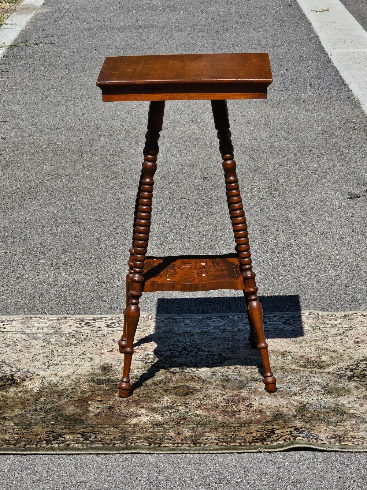 Victorian Square Table with Bottom Shelf 15" x 15
