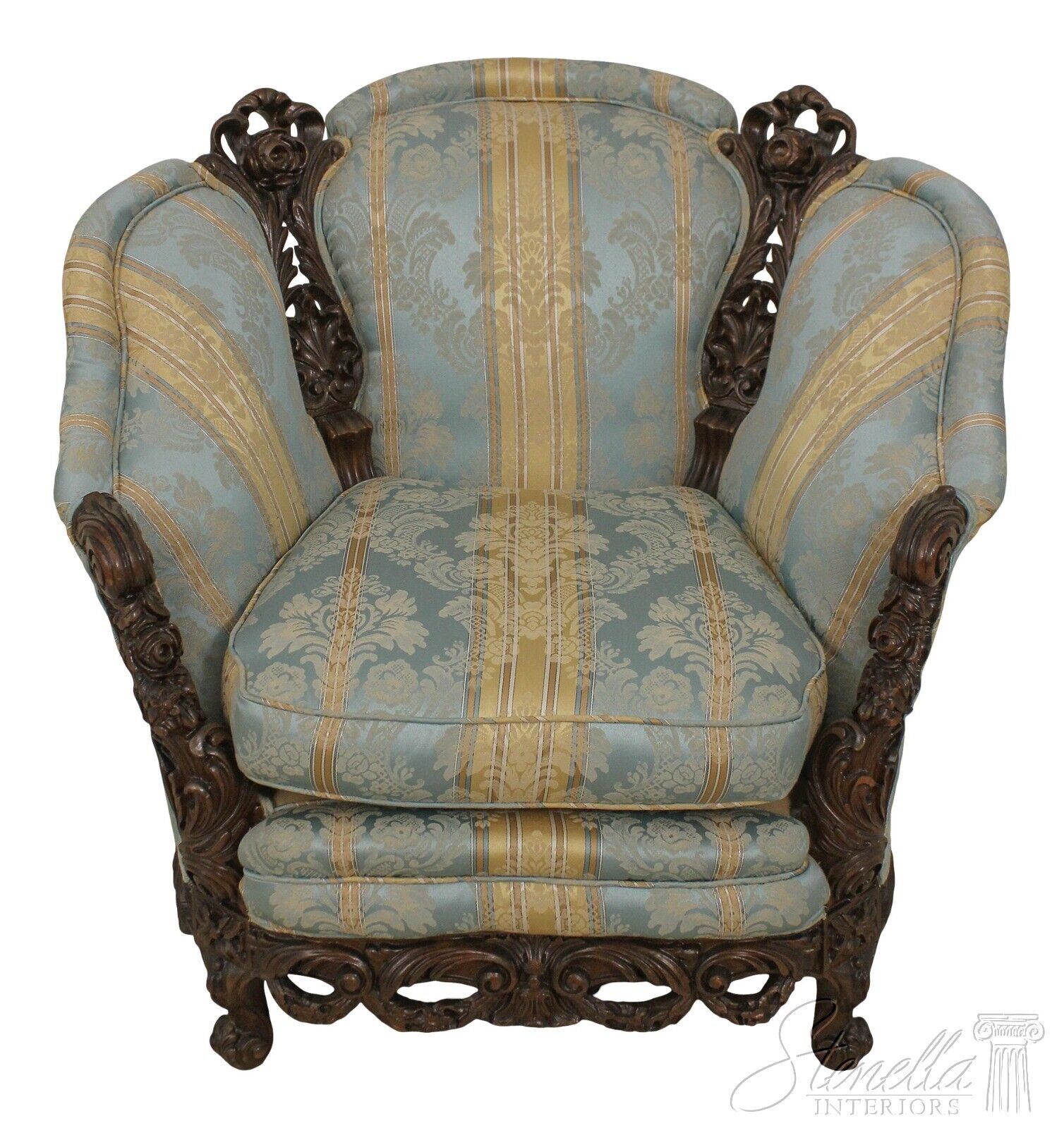 1930s Ornately Carved Frame Club Chair Pure Vintage