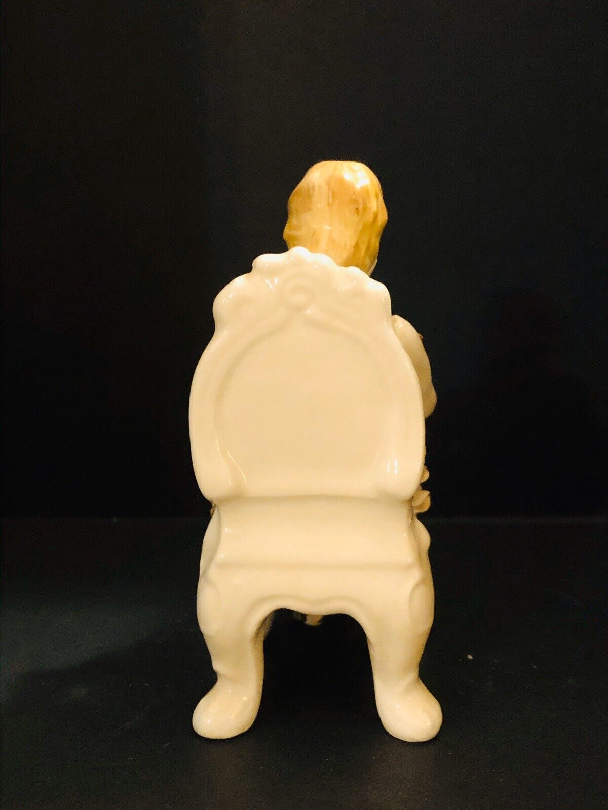 Gilded Ceramic 1700's Boy Playing Flute Figurine