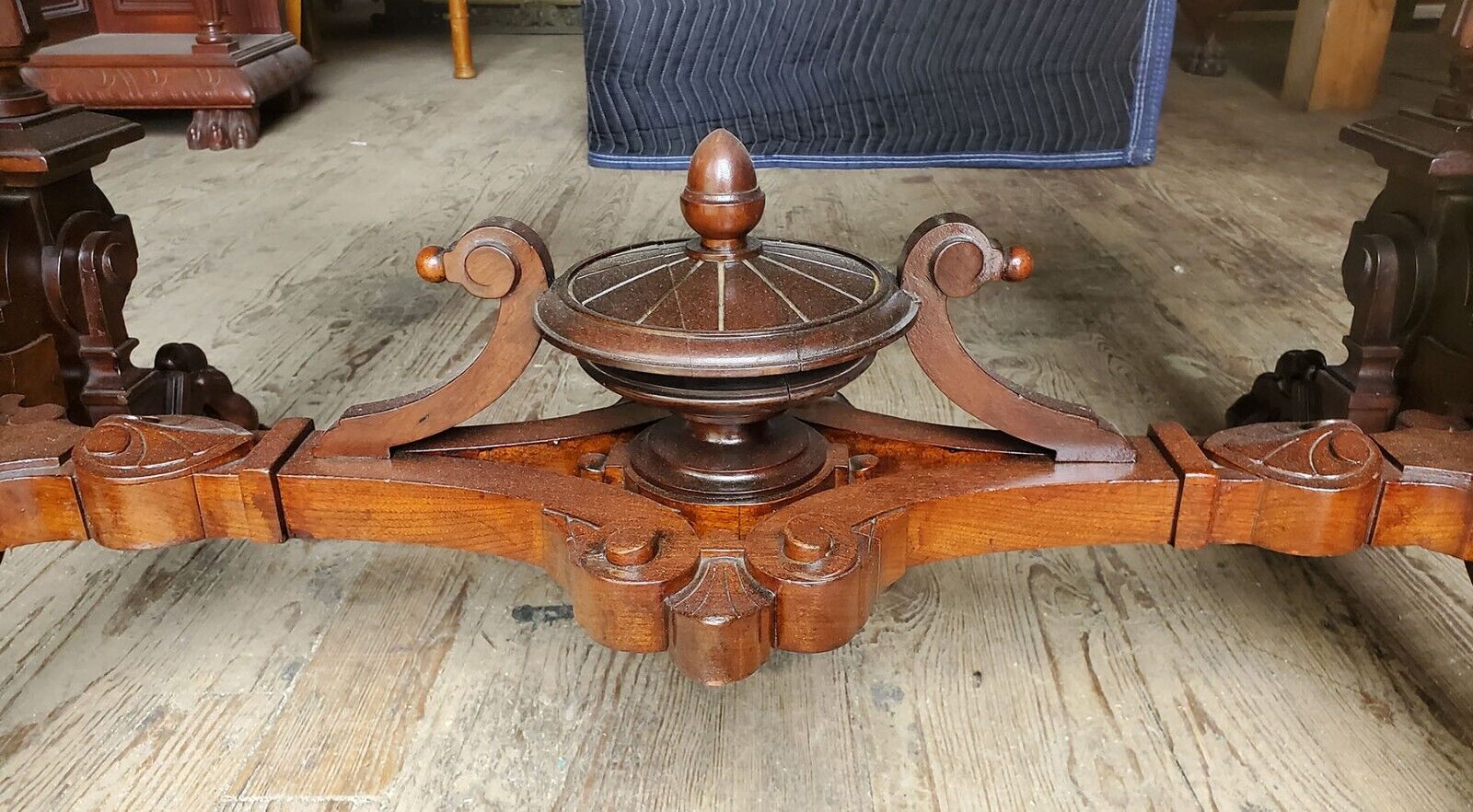Antique Victorian Renaissance Walnut Brooks Library Table