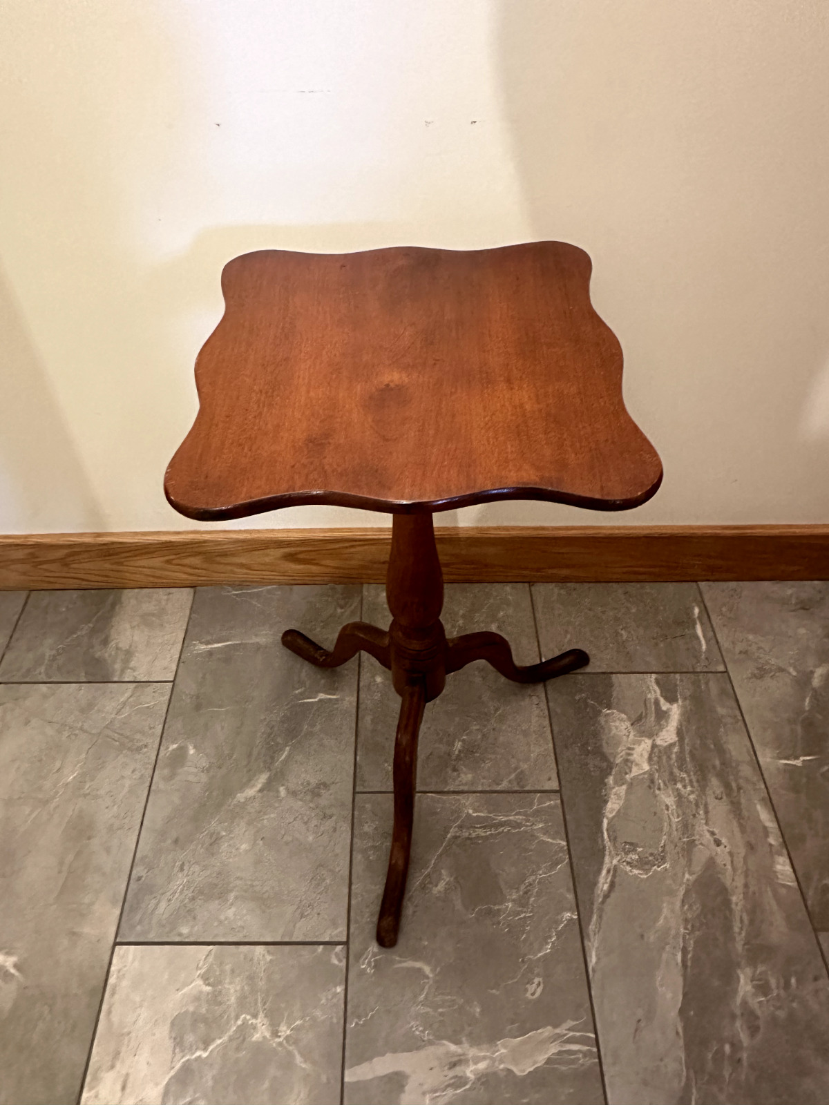 Cherry Wood Vintage Candle Stand with Snake Legs