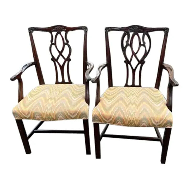 American Mahogany Arm Chairs - Pair