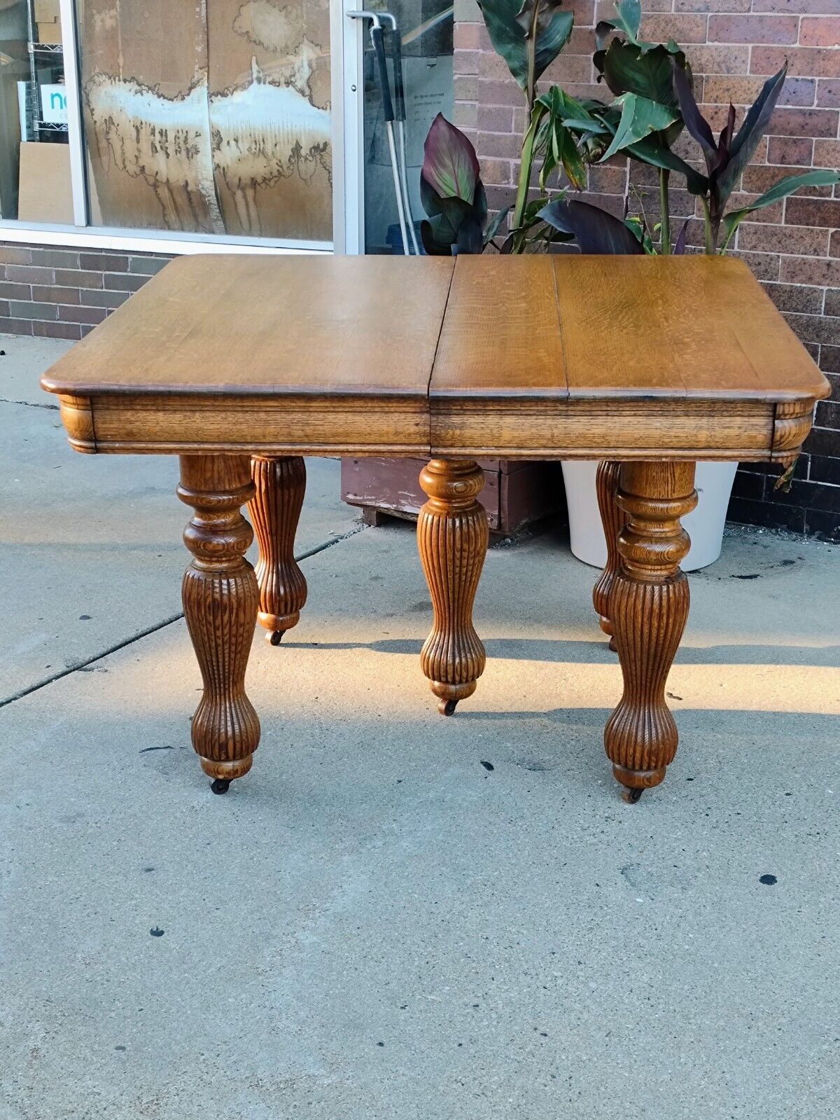 Victorian Oak Farm Harvest Table & Chairs Set