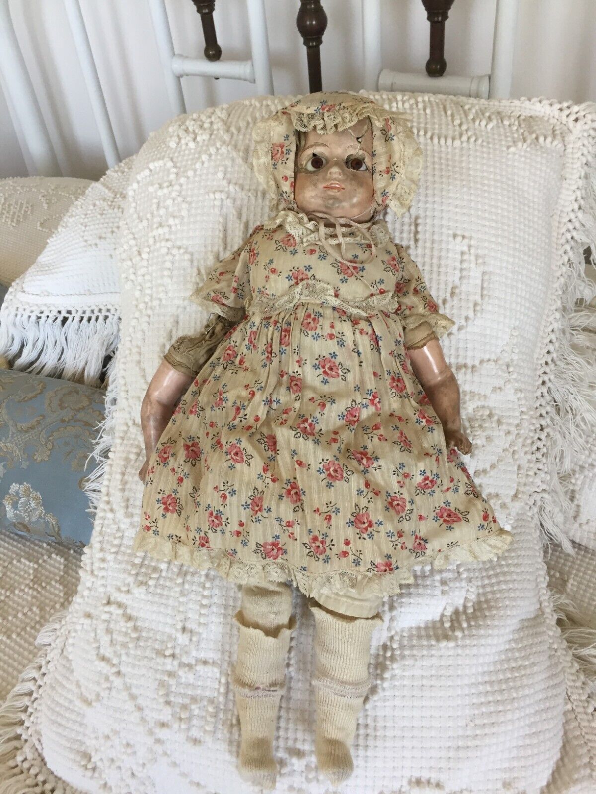 Rare 18" Antique Doll from Late 1800s-1900s, German Origin