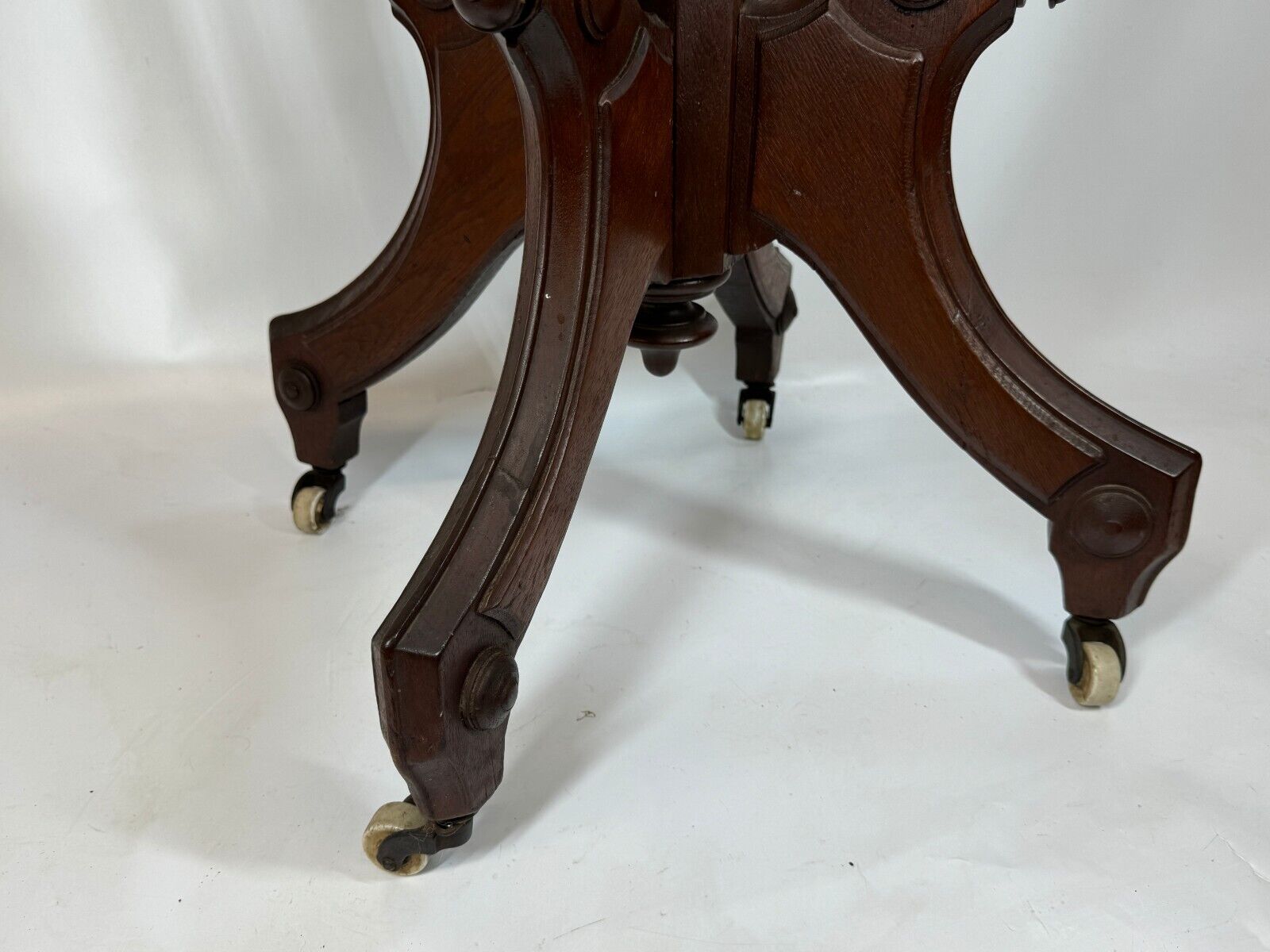 1835 Victorian Marble Top Carved Walnut Hall Table