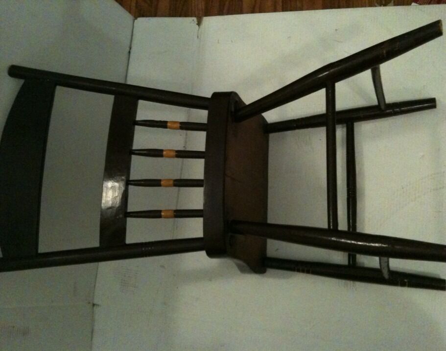 1800s Antique Hand Hewen Chair with Hand Stenciling