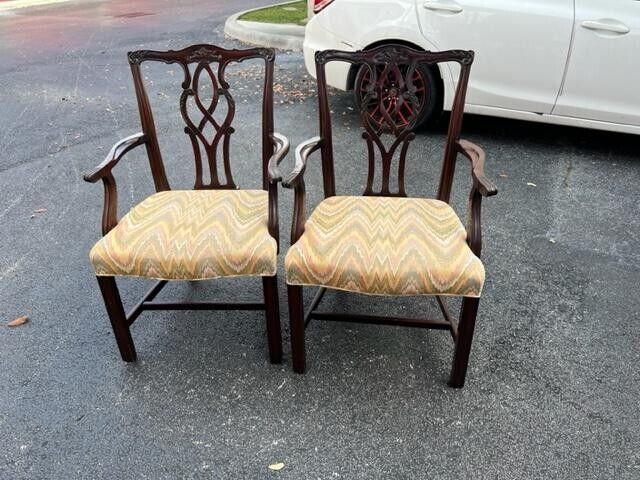 American Mahogany Arm Chairs - Pair