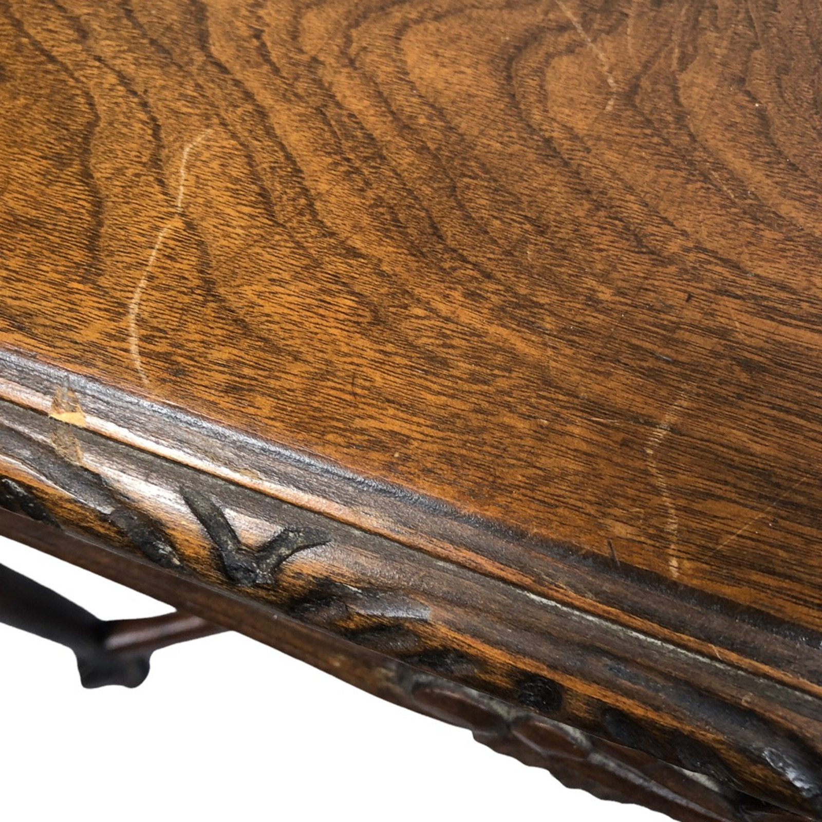 Louis XV Style Wooden Table with Victorian Carving