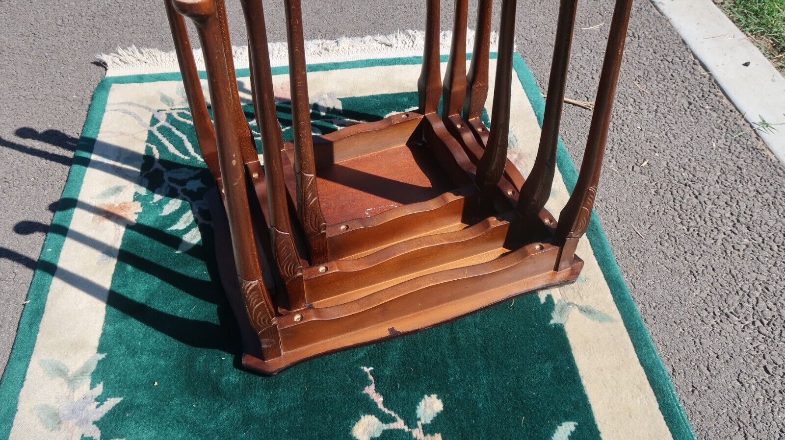 English Victorian Style Nesting Tables with Leather Top