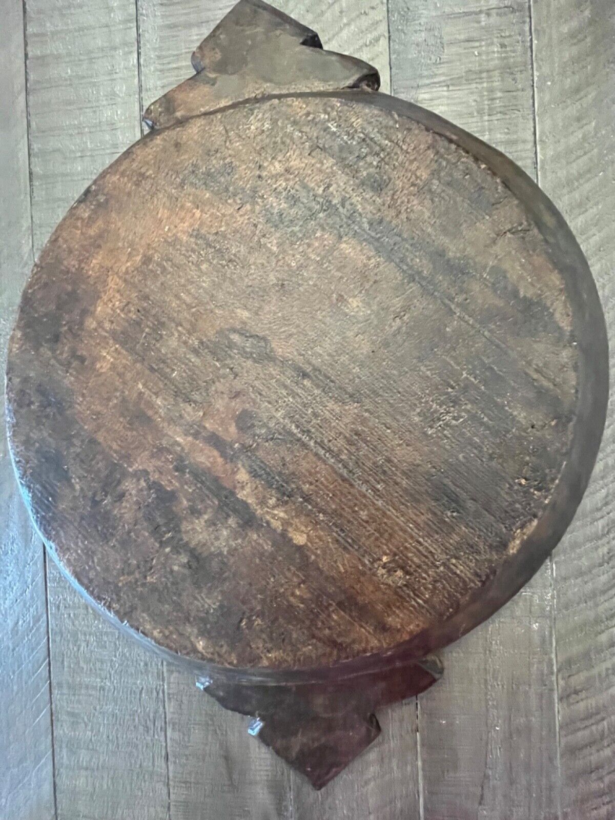 Primitive Hand Carved Wood Dough Bowl with Handles