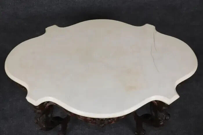 Elegant John Henry Belter Rosewood Carved Marble Table