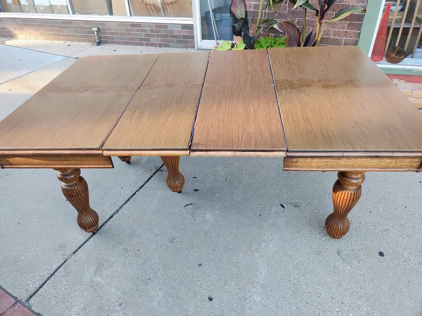 Victorian Oak Farm Harvest Table & Chairs Set