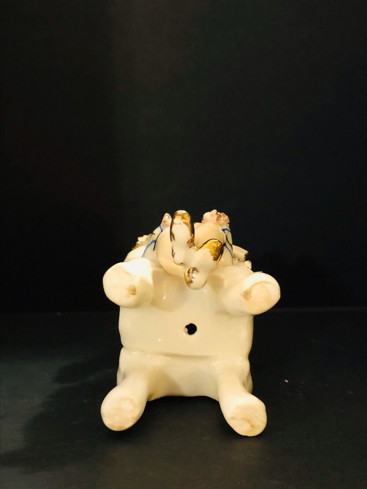 Gilded Ceramic 1700's Boy Playing Flute Figurine