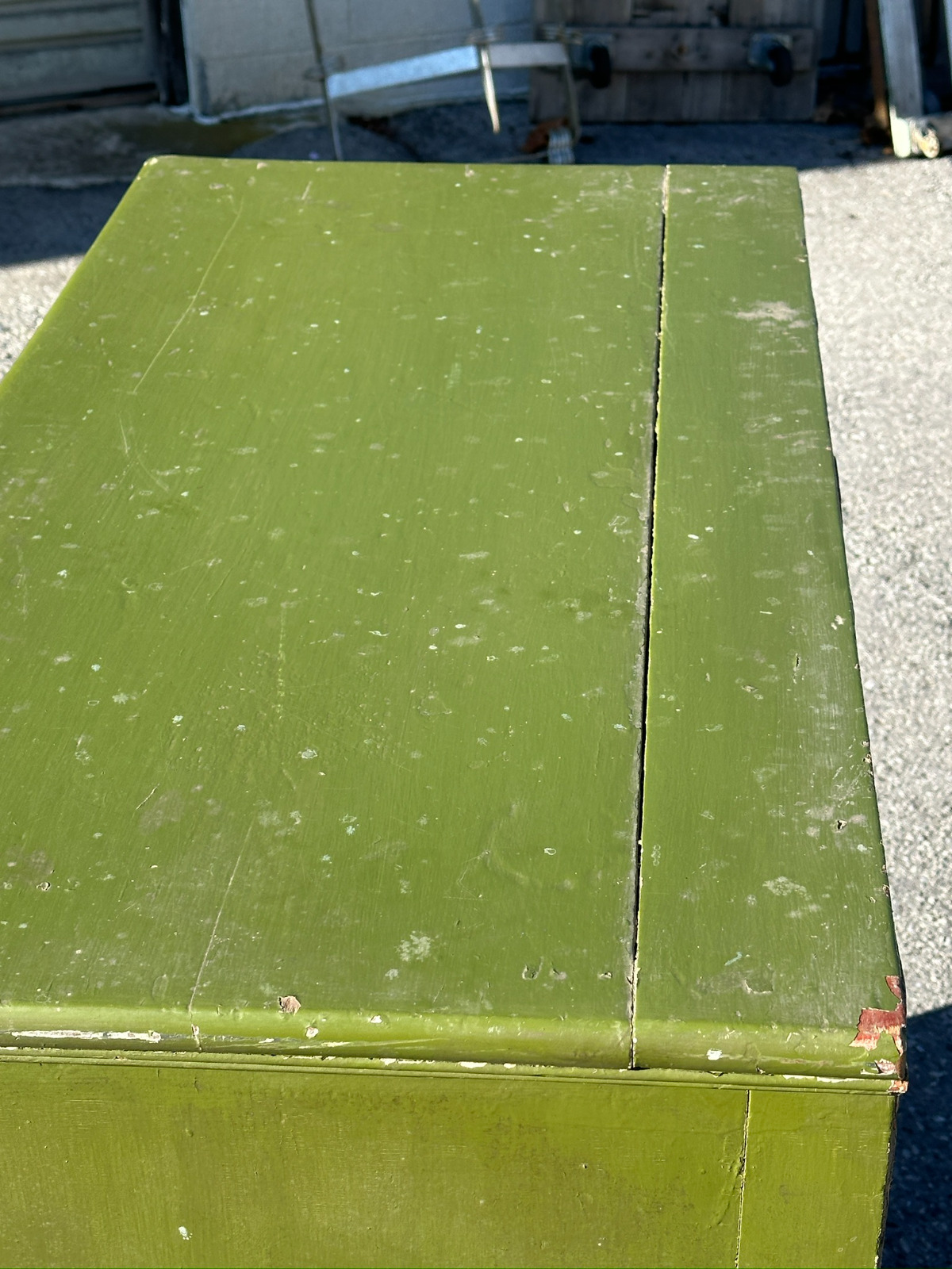 Antique Green Painted 1-Door Primitive Milk Cupboard