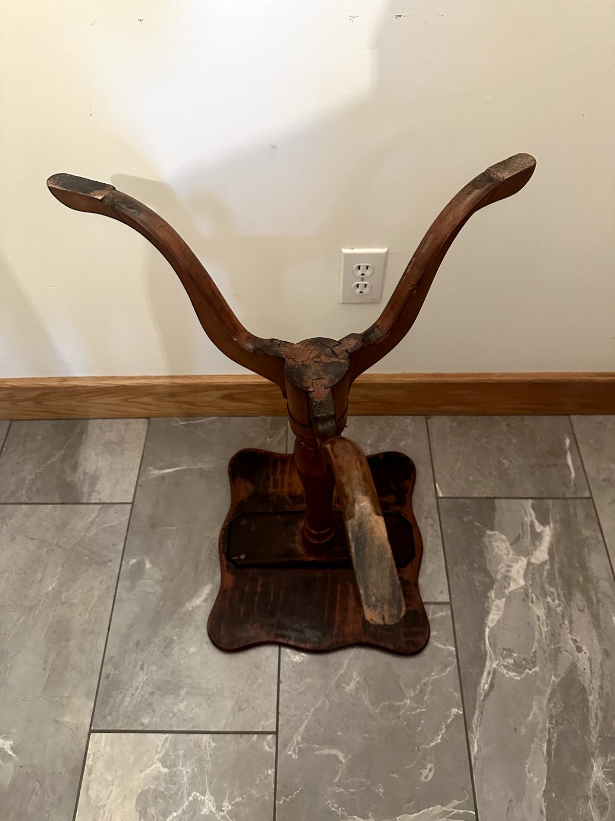 Cherry Wood Vintage Candle Stand with Snake Legs