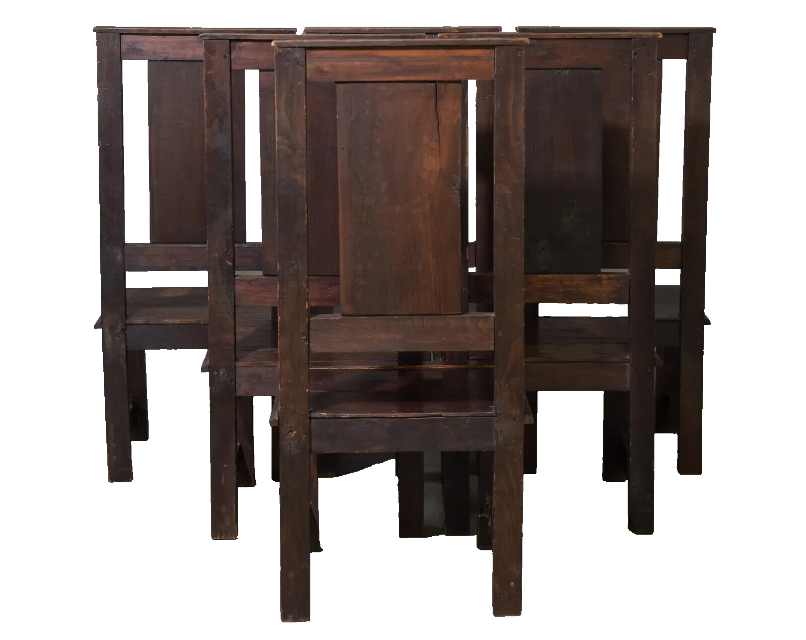 Set of 6 Finely Carved Oak Highback Chairs 1900s