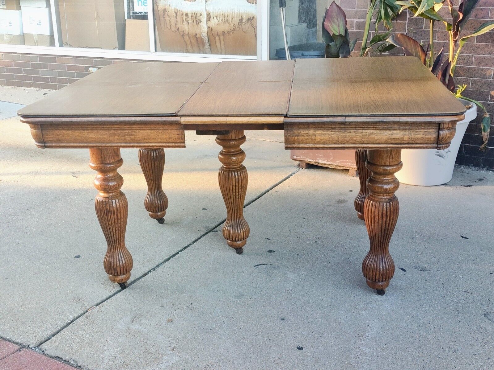 Victorian Oak Farm Harvest Table & Chairs Set